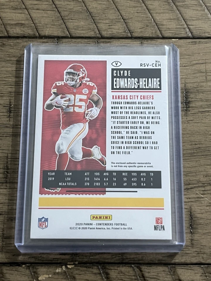 2020 Panini Contenders - Rookie Ticket Swatches Clyde Edwards-Helaire #RTS-CEH - Image 2 of 2