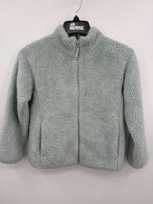 Uniqlo Kid's Fluffy Yarn Fleece Full-Zip Jacket Size 9-10 Teal Blue Pocket