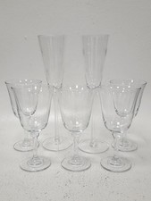 Set of 7 Clear Wine and Champagne Glasses - Etched Star Design on Champagnes