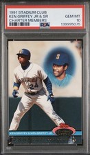 1991 Topps Stadium Club Charter Members NNO Ken Griffey Jr & Sr PSA 10 GEM MINT