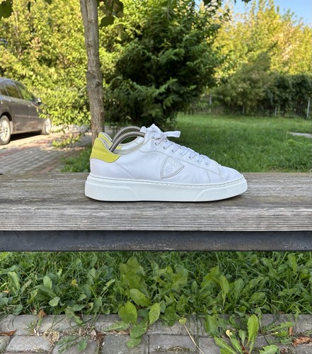 Philippe Model Temple Phantom Tennis While Lime Leather Sneakers EU 40 / US 9 Wm - Picture 5 of 24