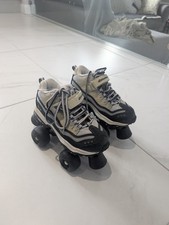Skechers 4 Wheelers FreeRider Quad Skates Girls Sz 2 Glitter Navy Grey Suede