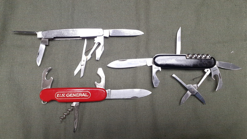 3 Lot Vintage Pocket Camp Knife Italy Stellar Japan Mercedes Army Style Germany