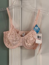Vintage Warners Lace Kisses Bra Pink Underwire 38D Back Closure 2599 NWT