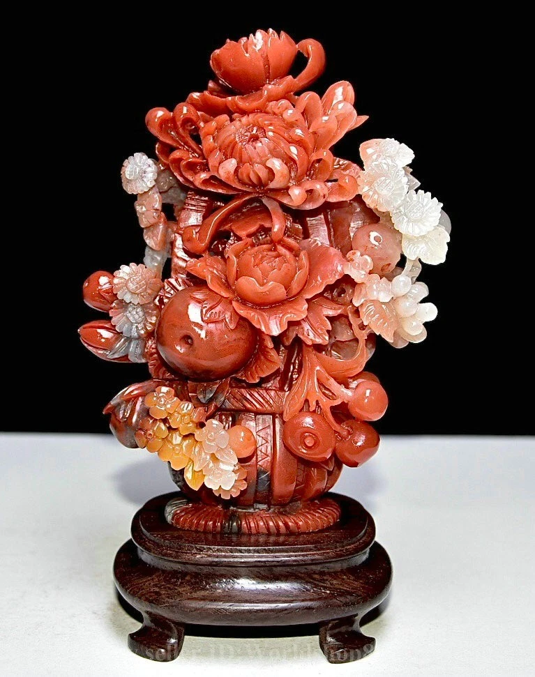 红色寿山石主中国风雕像、雕像| eBay