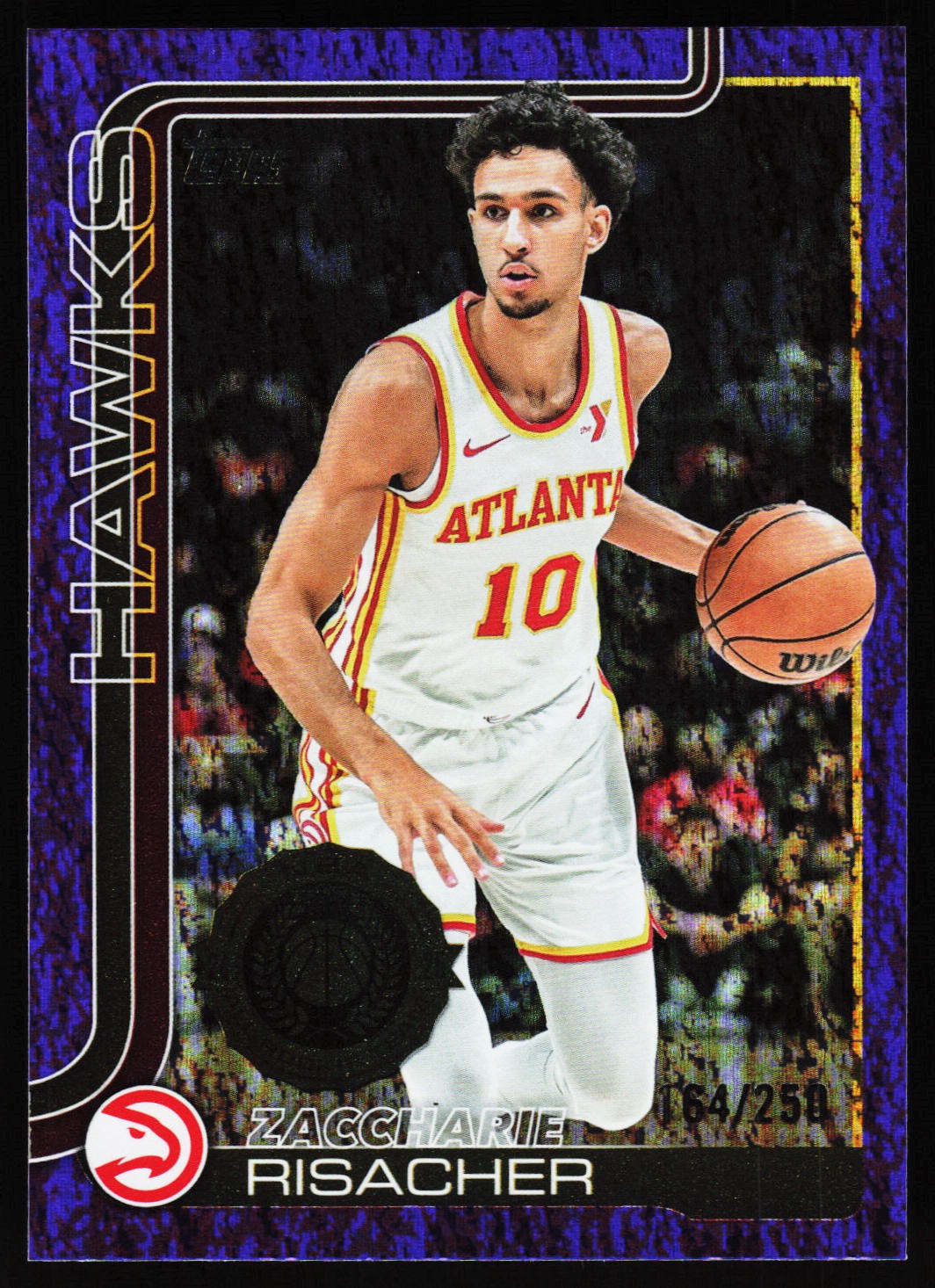 2025-26 Topps #62 Zaccharie Risacher Purple Holo Foil #/250