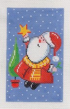 Santa Decorating His Tree w/ Star HP 18 mesh Needlepoint Ornament Canvas by LEE