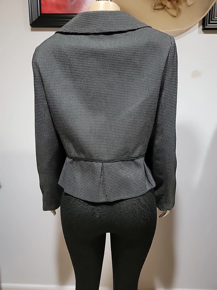 Chaqueta Blazer Giorgio Sant Angelo Para Mujer Talla 12 Negra Peplum Abotonada #R3 Foto 3 de 4