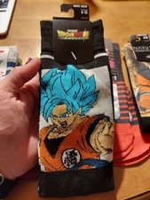 Dragon Ball Z Broly Goku Vegeta 1 Pair Crew Socks Size 10-13 Bioworld