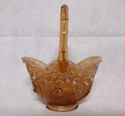 Fenton Lily of the Valley Basket Amber Cameo Opalescent 8"