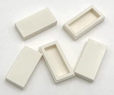 Lego 5 New White Tiles 1 x 2 with Groove Flat Smooth Pieces