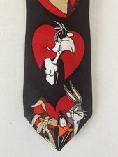 Looney Tunes Mania Men's Necktie Tie Polyester Bugs Bunny Taz Daffy Hearts 55"