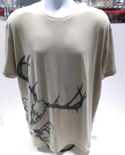 Under Armour Heat Gear Mens Hunting Buck Skull Antlers Tee Tan Sz L