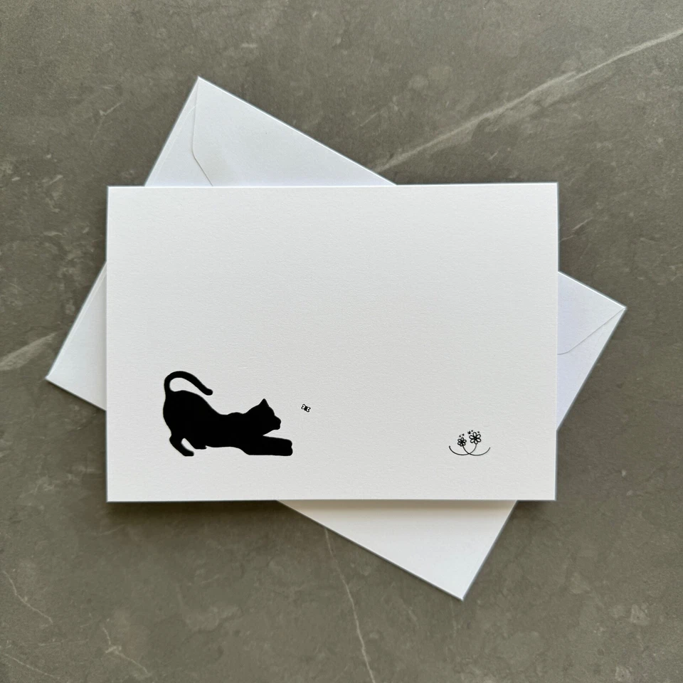 4 Cat Greeting Cards, Black Cat Note Cards, with envelopes, folded blank cards - Image 4 of 4