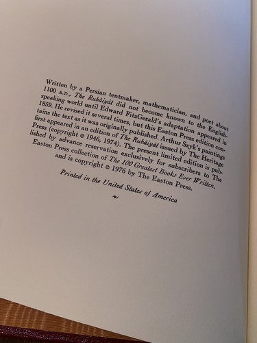 "The Rubaiyat of Omar Khayyam" Limited Edition by Easton Press - 1976 - Picture 7 of 7