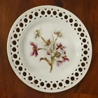 Vintage Porcelain White Plate LILY Flower Open Lace Reticulated Edge 8 1/2"