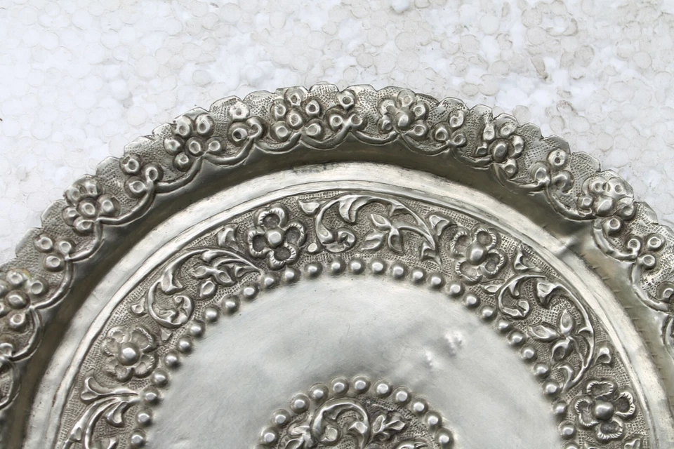 Antique Old German Silver Embossed Bird Engraved Decorative Plate NH6033 - Image 3 of 4