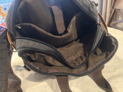 Travel Laptop Bag-backpack Or Top Hold Grey With Leather - Picture 3 of 10
