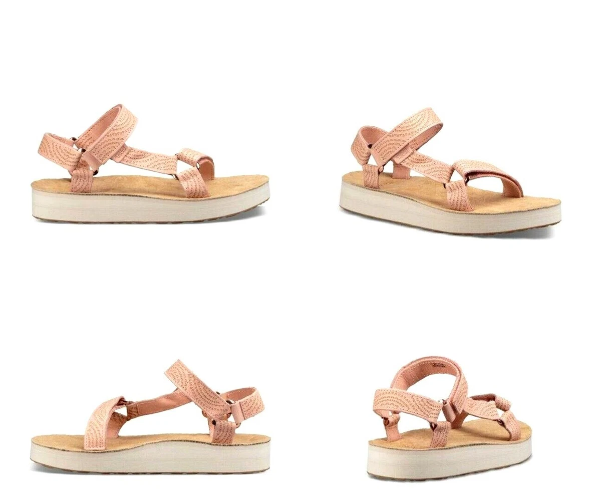 TEVA MIDFORM UNIVERSAL GEOMETRIC TROPICAL PEACH WOMENS SANDALS SIZE 6 US