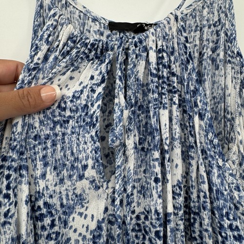 Abito donna Lulus spalle fredde blu bianco taglia S - Foto 4 di 9