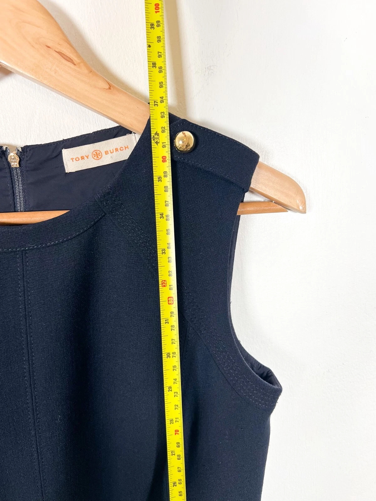 Abito Tory Burch taglia US 0 UK 4 blu navy misto lana foderato in tweed elegante a matita