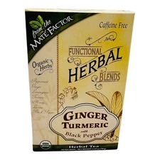Mate Factor Herbal Tea Ginger & Turmeric with Black Pepper Blend 20 Bags 05/25