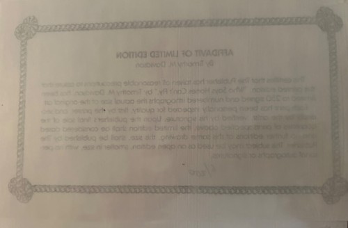 ‘95 Numbered 6/250 Graphite Drawn Signed W/ Affidavit "Who Says Horses Cant Fly” - Picture 5 of 5
