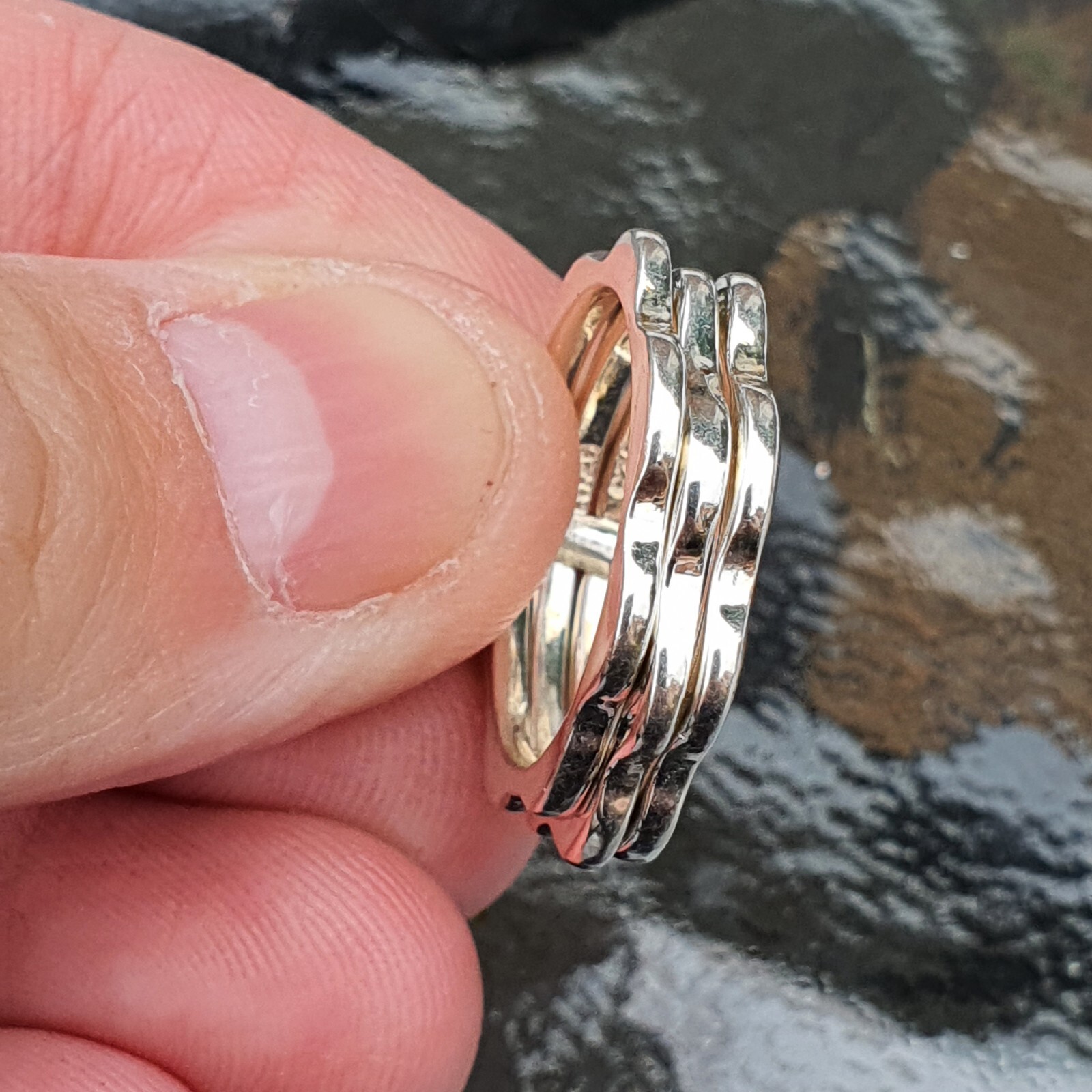 Photo 6 of Sterling Silver triple Linked Stacking Rings Size M1/2, R350