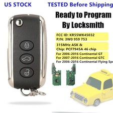 Kr55wk45032 For Bentley Continental Gt Gtc 2006-2016 Keyless Remote Key Fob 3btn Kr55wk45032 For Bentley Continental Gt Gtc 2006-2016 Keyless Remote Key Fob 3btn