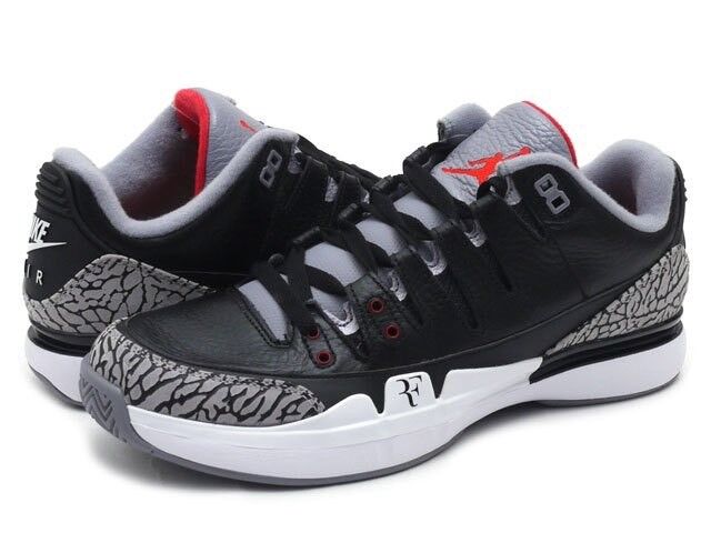 Roger Federer Nike Air Jordan Zoom Vapor RF AJ3 Black Cement Roger Federer Nike Air Jordan Zoom Vapor RF AJ3 Black Cement