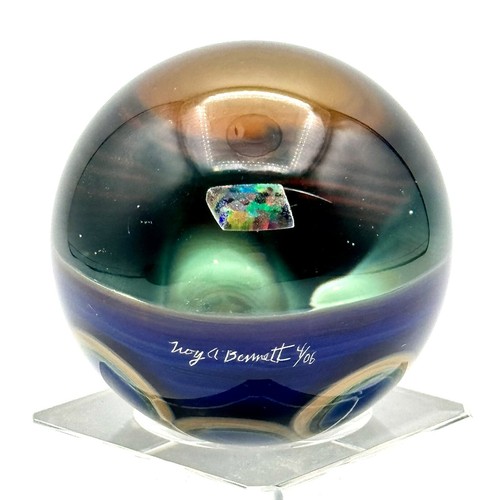 Contemporary Borosilicate Glass Art Marble Orb Signed Troy A. Bennett 4/06 Opal - Picture 3 of 12
