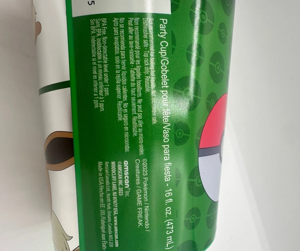 Taza de plástico Nintendo Pokémon Eevee verde coleccionistas niños/adultos 16 OZ NUEVO Foto 4 de 4
