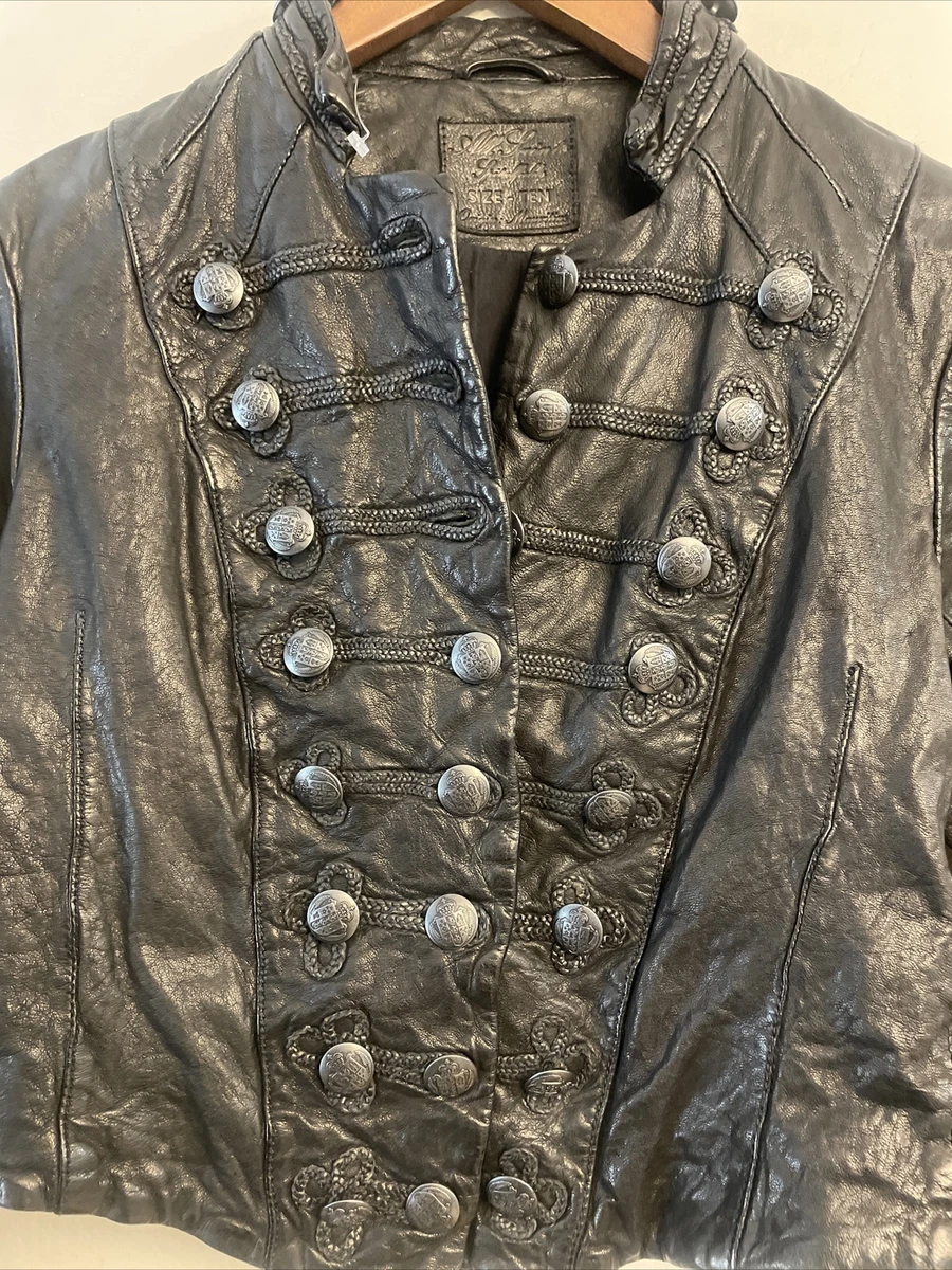 All saints karst military leather jacket clearance