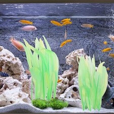2pc Artificial Fish Tank Plants Aquarium Decoration Plants Silicone Green