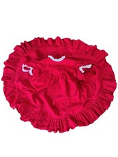 Vintage Full Circle Party Dress Baby Girls Red Lace Ruffles Homemade Holiday
