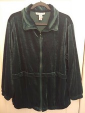 Roaman's Hunter Green Velour Casual Lounge Jacket Women's Plus 1x Petite