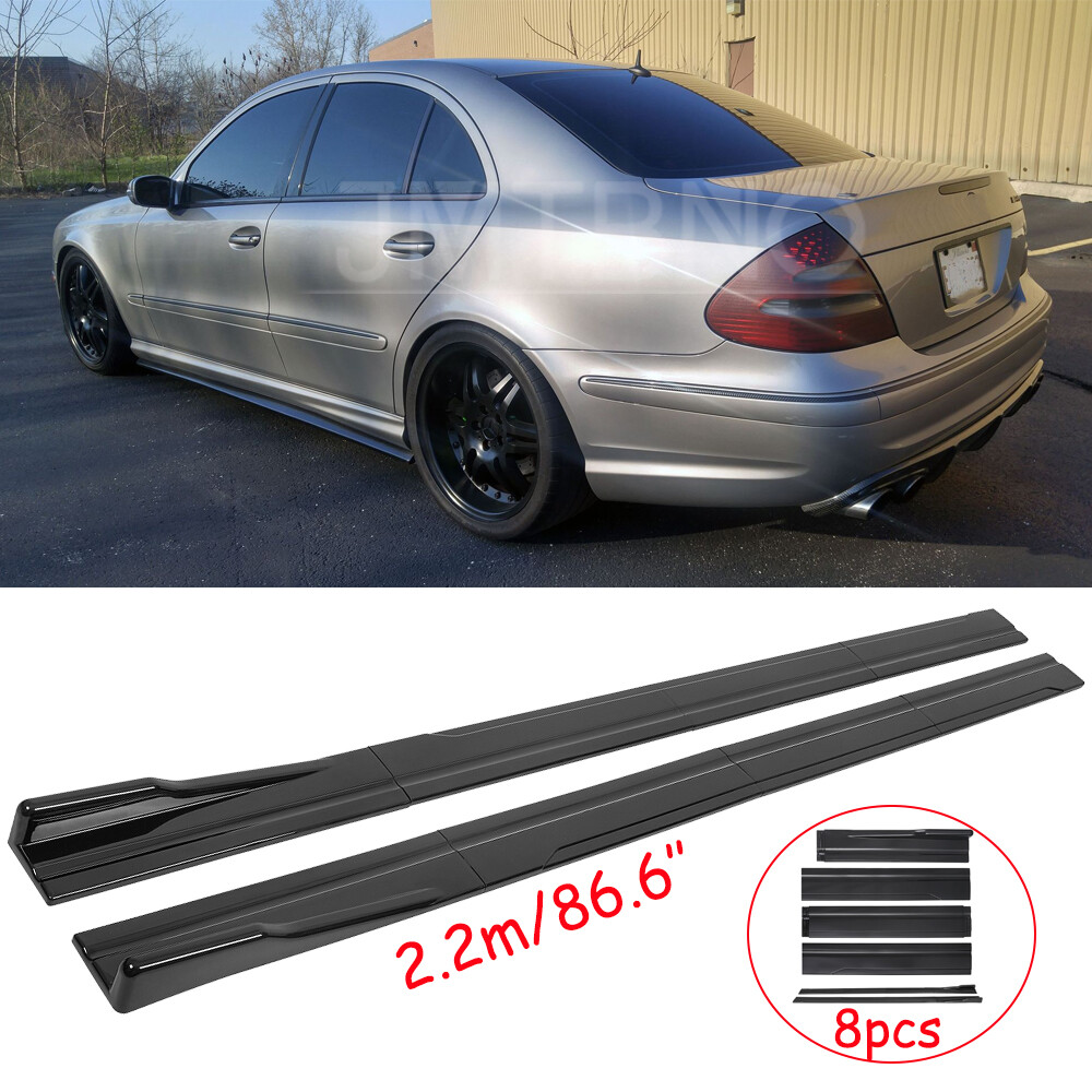 For Mercedes Benz W211 E55 E63 Glossy Black Side Skirt Rocker Chin