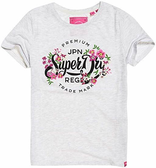 Superdry Women's Premium Script Floral Graphic Ice Mar Fashion Tee