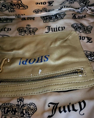 Juicy Couture Vintage Y2K Schultertasche Tasche Velour Schultertasche Navy Ge... - Bild 10 von 10