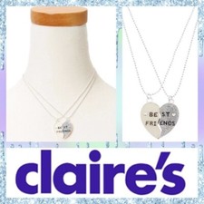 BNWT, Claire  s Best Friends Glitter Heart Pendant Necklaces, Set of Two.