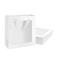 12pcs White Gift Bags with Transparent Window 10x4.5x11 Inches Large Gift Bag...