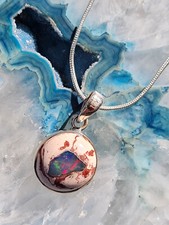 Superfarben!!  Mexikanischer Feueropal Anhänger In Silber gefassst  (H66)