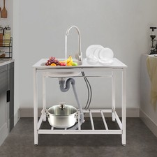 Stainless Steel Utility Sink, Free Standing with Faucet Drainpipe for Homes