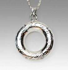 Sterling Silver Circle of Love Funeral Cremation Urn Pendant w/Chain for Ashes