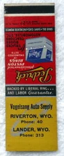 VINTAGE MATCHBOOK COVER VOGELSANG AUTO SUPPLY RIVERTON & LANDER WYOMING #2