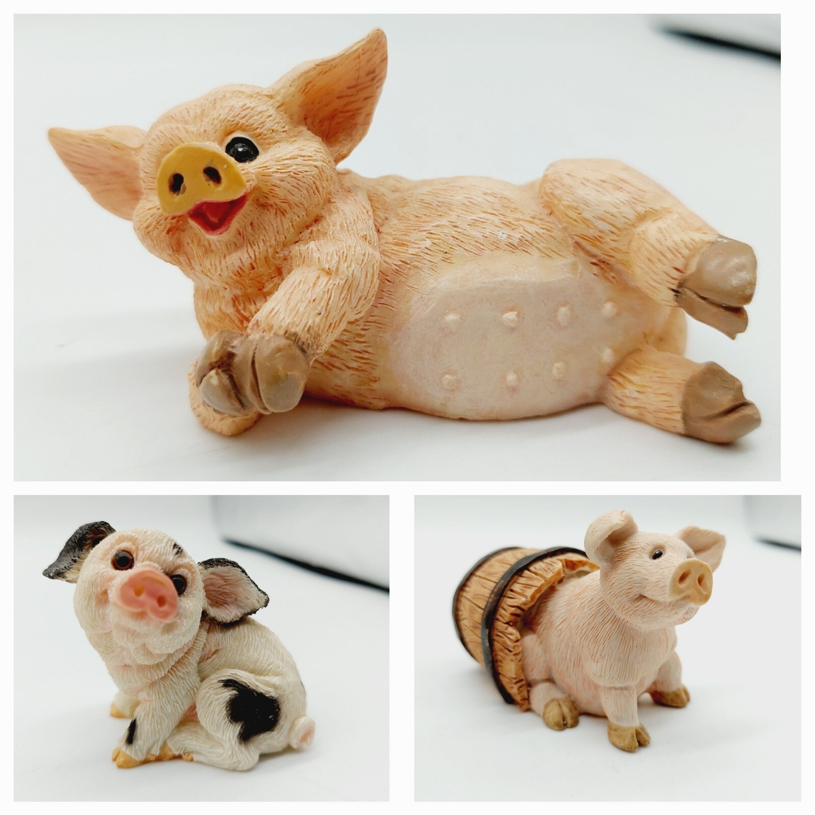 Pigs Piglets Resin Figurines Set of 3 Farm Animals Various Sizes