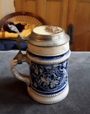 Vintage German  Beer Stein with Pewter Lid and Picture of Salzburg.