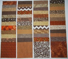 40 brown 4" x 4" fabric squares 4 squares from 10 different prints