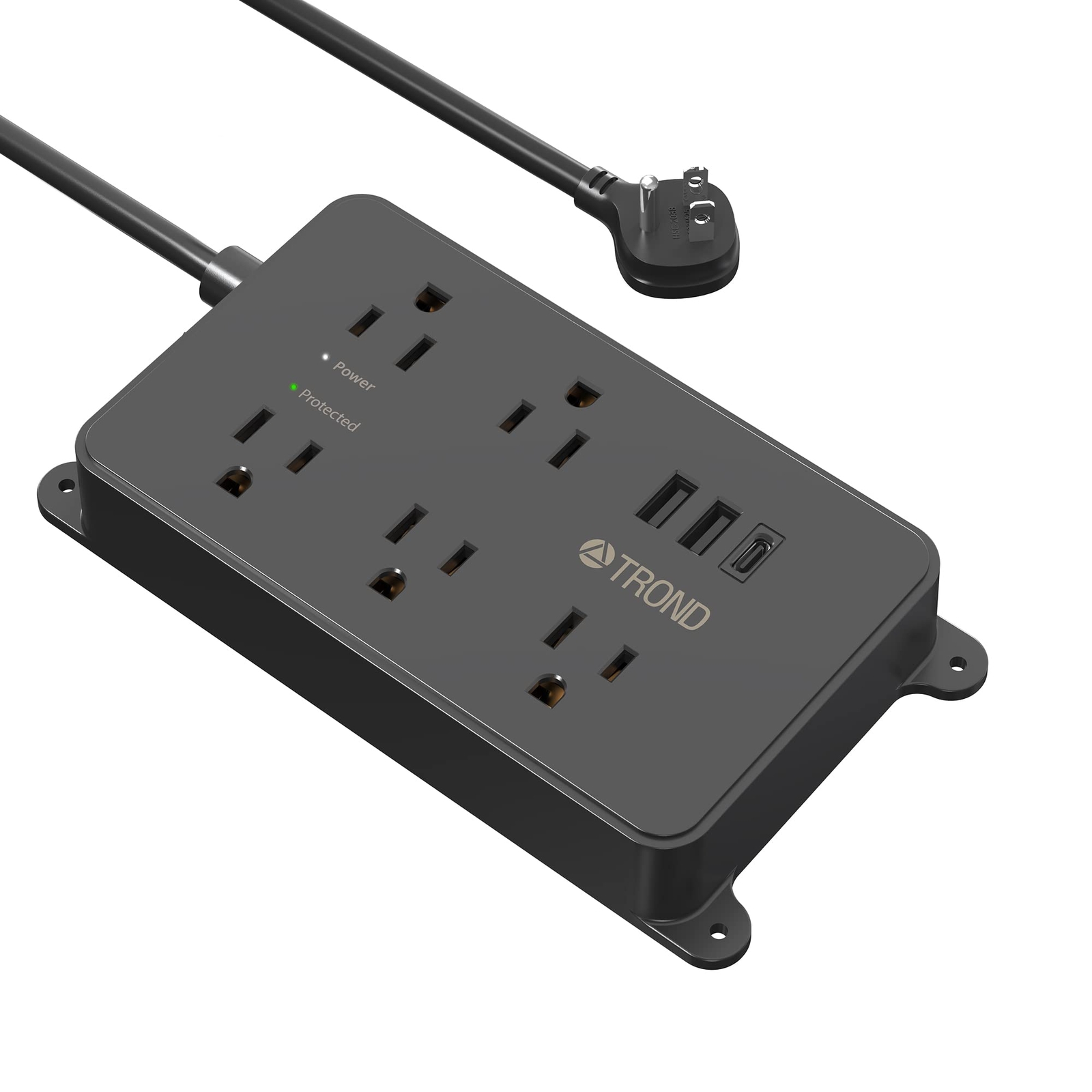 Power Strip Surge Protector, 5 Widely-Spaced Outlets with 3 USB Ports (1 USB ...