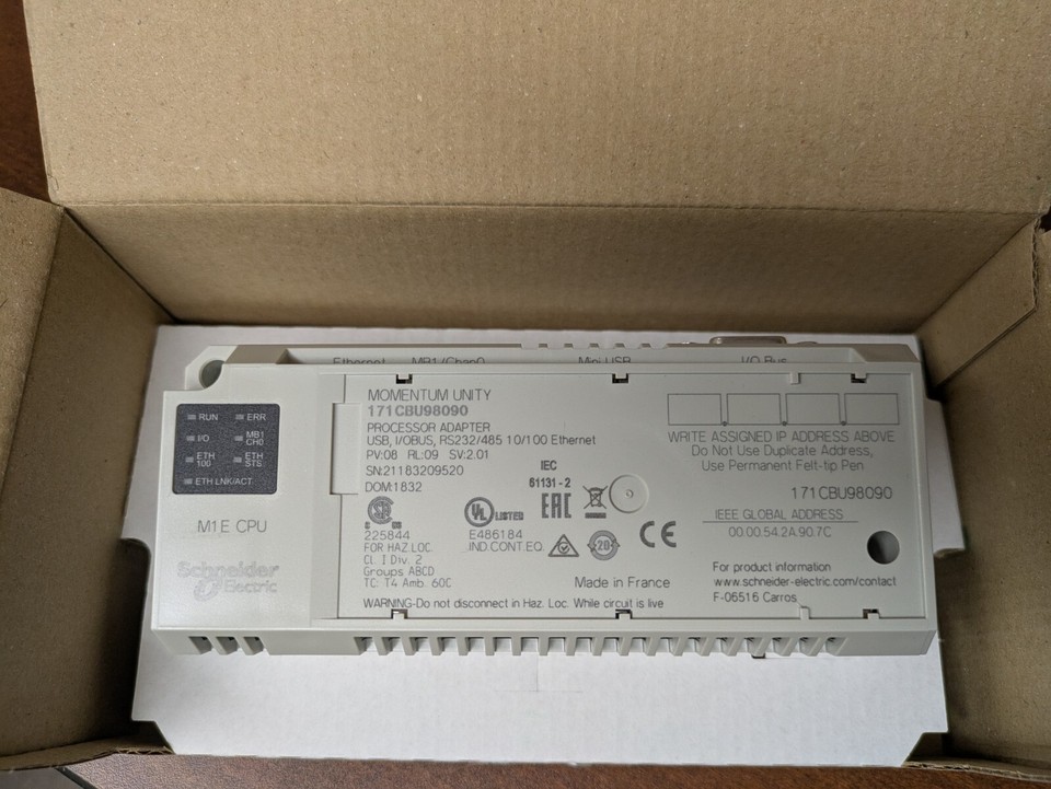 NEW - Open Box Modicon 171CBU98090 Unity M1E processor - RS232/485 ...